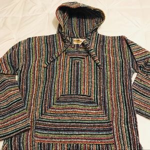 Vintage 90s fun colorful unisex Baja poncho hoodie